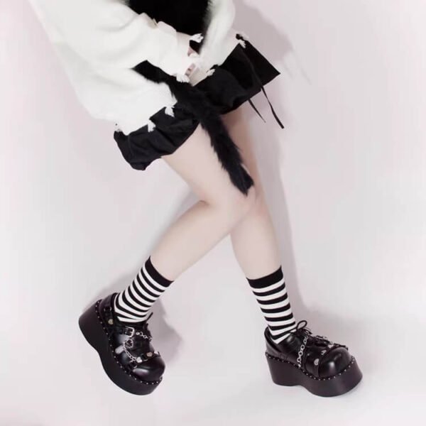 Punk Platform Heart Shoes With Chain