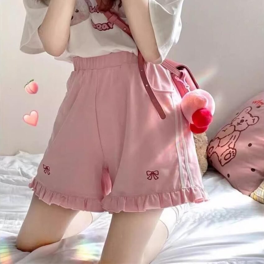 Japanese-Kawaii-Bow-Embroidery-Ruffled-Cute-Shorts (1)